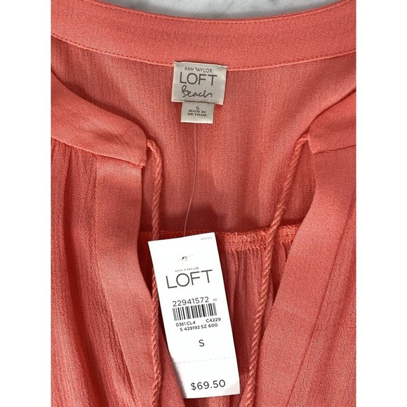 Ann Taylor LOFT Beach Tunic Swim Cover Up Small Coral Orange Dress NWT - Picture 7 of 9